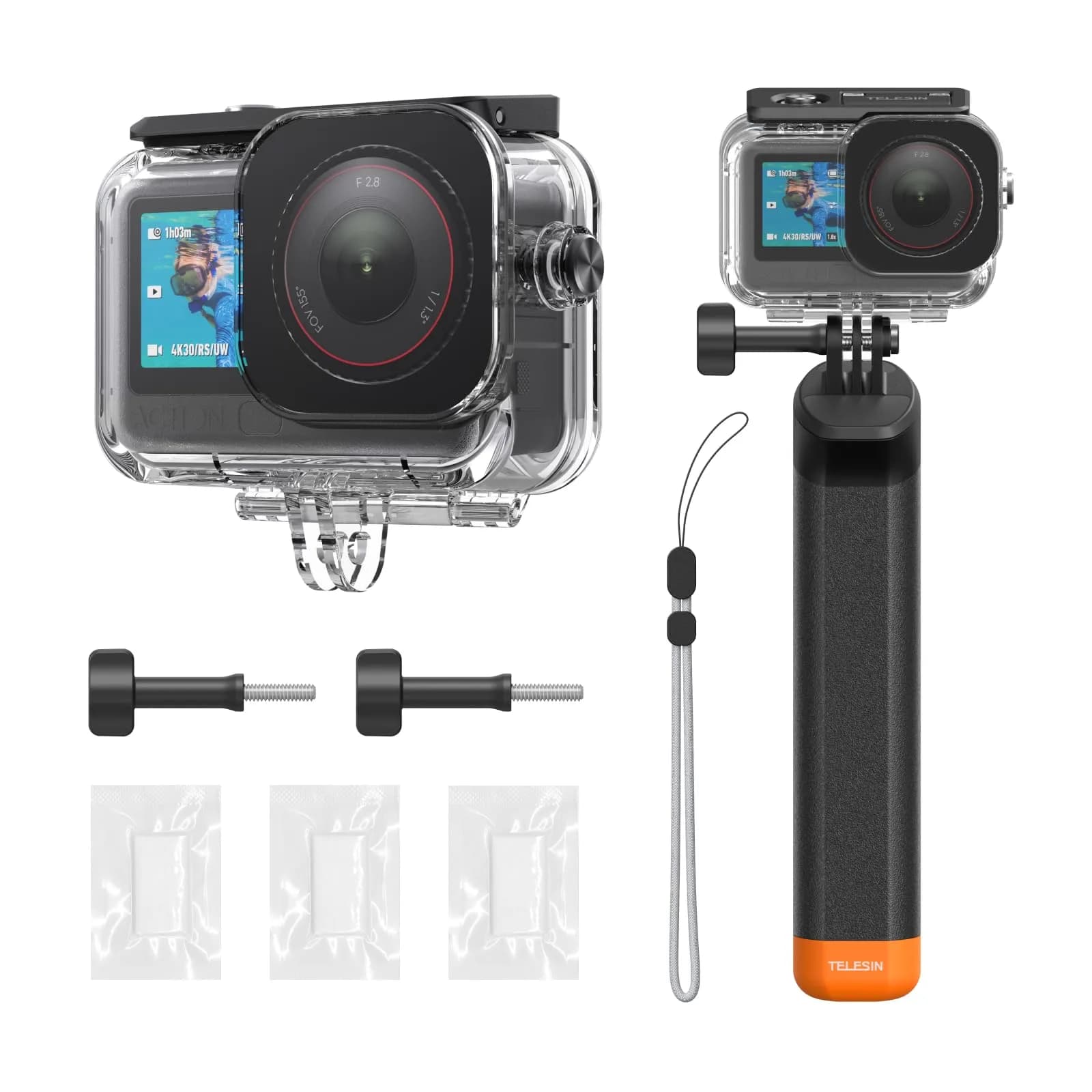 TELESIN Waterproof Case Combo for DJI Action 6 with Floating Stick | 60m Deep Diving Scuba Snorkeling Housing