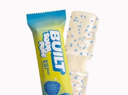 BUILT Sour Puff Protein Bar Blue Razz Blast 12 Count | 16g Protein Snack Bar with Collagen thumbnail 7
