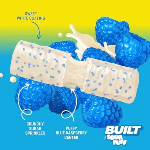 BUILT Sour Puff Protein Bar Blue Razz Blast 12 Count | 16g Protein Snack Bar with Collagen thumbnail 2