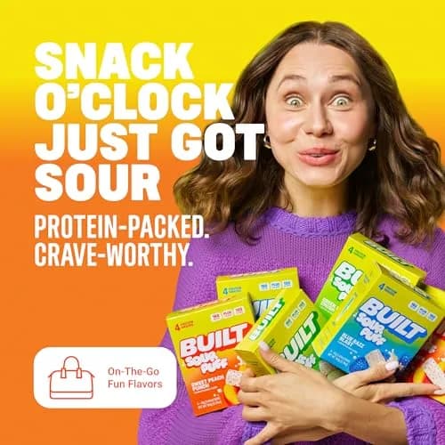 Built Bar Sour Puff Protein Bar Sweet Peach Punch 16g Protein 12 Bars | High Protein Snack Bar thumbnail 5