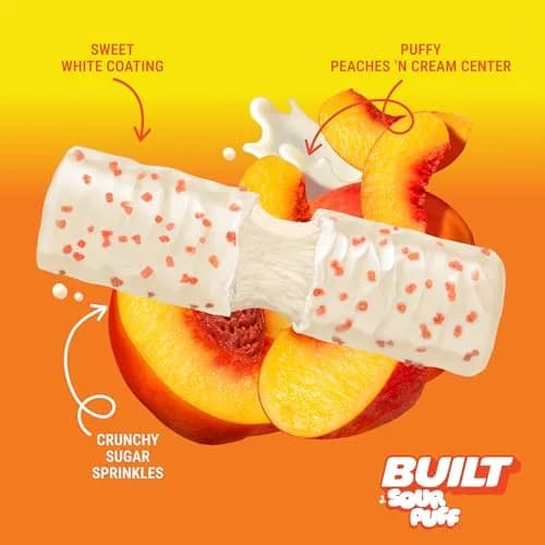 Built Bar Sour Puff Protein Bar Sweet Peach Punch 16g Protein 12 Bars | High Protein Snack Bar thumbnail 2