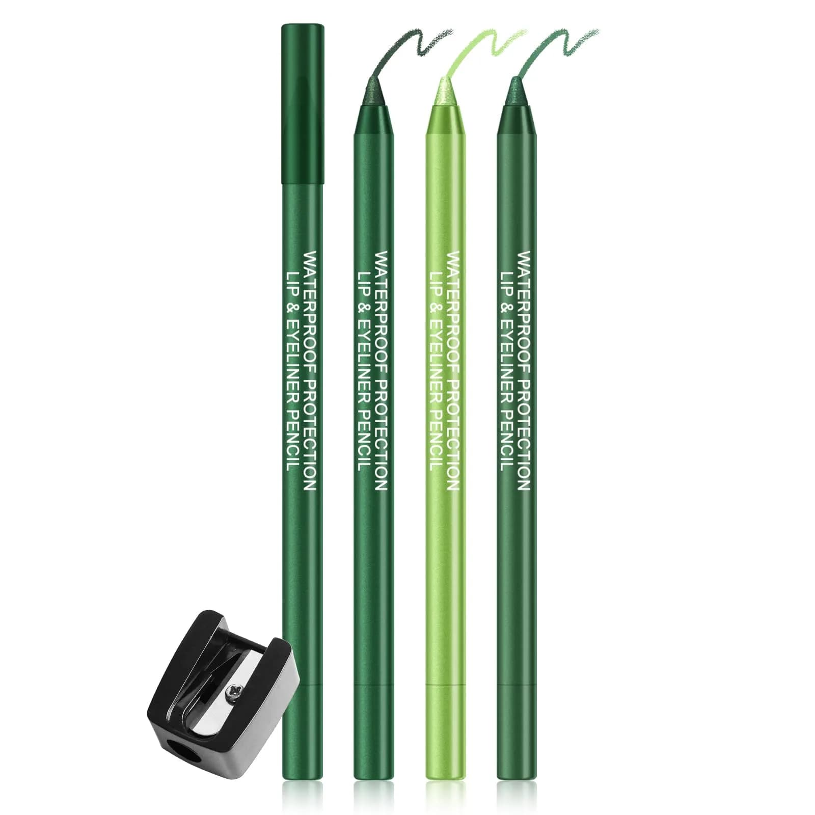 Ownest 6 Colors Eyeliner Gel Pencil Set A | Waterproof & Smudge-Proof for Professional Eye Makeup — 3pcs, Shimmer Green