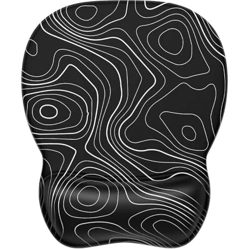 MROCO Ergonomic Gel Wrist Rest Mouse Pad Black Topographic 9.4 x 8.1 in | Smooth Lycra Surface for Precise Control — Black Topographic