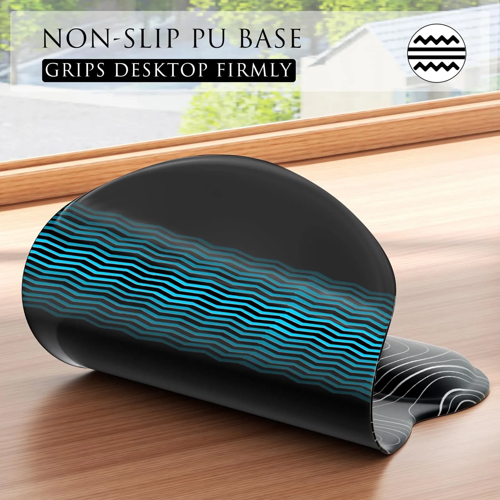 MROCO Ergonomic Gel Wrist Rest Mouse Pad Black Topographic 9.4 x 8.1 in | Smooth Lycra Surface for Precise Control thumbnail 5