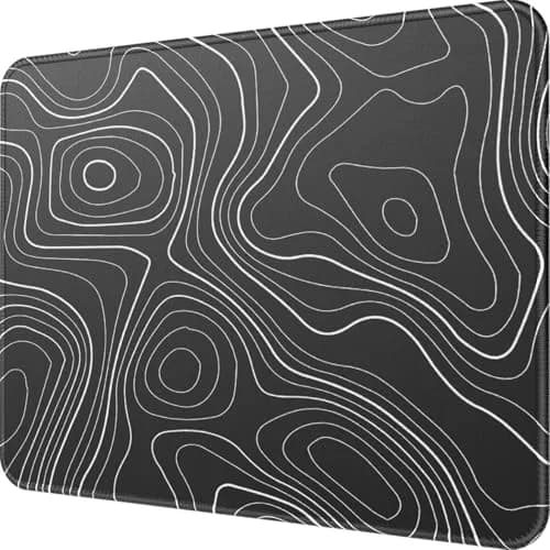 MROCO Essential Office & Gaming Mouse Pad, 21.59cm x 27.94cm (8.5 x 11 Inch), Black Topographic | Non-Slip Waterproof Design thumbnail 1