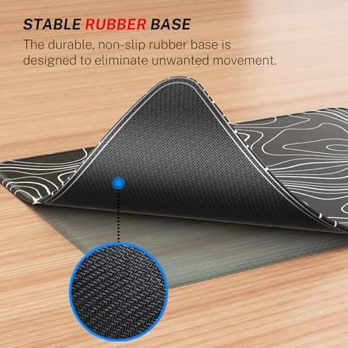 MROCO Essential Office & Gaming Mouse Pad, 21.59cm x 27.94cm (8.5 x 11 Inch), Black Topographic | Non-Slip Waterproof Design thumbnail 4