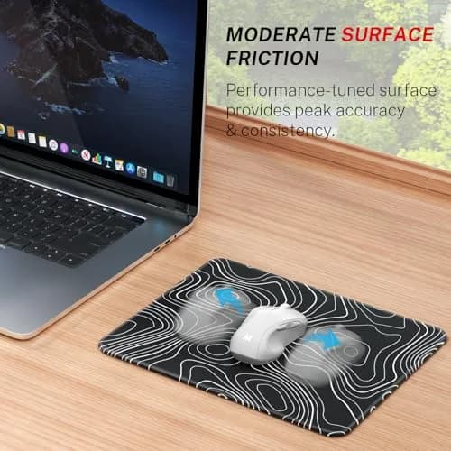 MROCO Essential Office & Gaming Mouse Pad, 21.59cm x 27.94cm (8.5 x 11 Inch), Black Topographic | Non-Slip Waterproof Design thumbnail 2