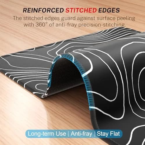 MROCO Essential Office & Gaming Mouse Pad, 21.59cm x 27.94cm (8.5 x 11 Inch), Black Topographic | Non-Slip Waterproof Design thumbnail 3