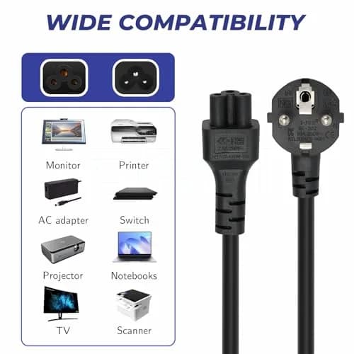 DRRI IEC C5 Plug to Europe Schuko CEE 7/7 Socket Extension Cable 30cm (0.98Ft) | 2.5A 250V thumbnail 3