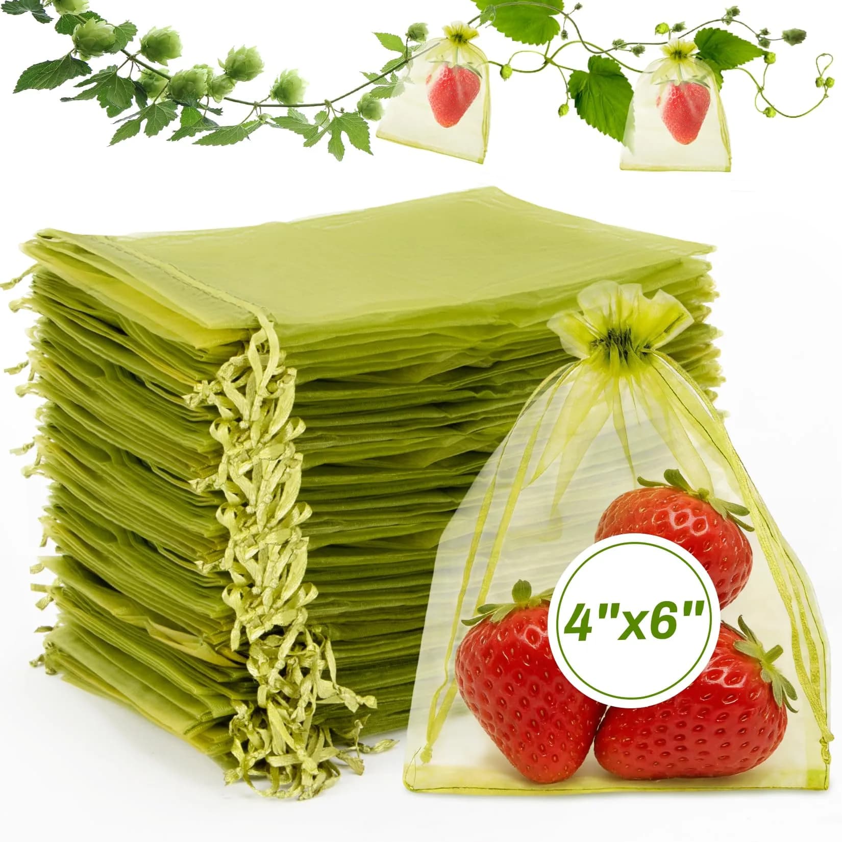 Sukh Fruit Protection Bags 8"x12" | Reusable Mesh Organza Bags for Fruits & Vegetables — 4x6