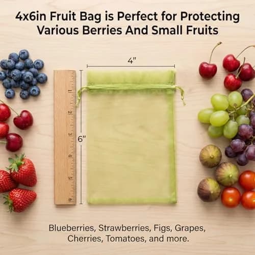 Sukh Fruit Protection Bags 4"x6" | Mesh Organza Fruit Cover for Tomatoes & Grapes, Reusable thumbnail 5
