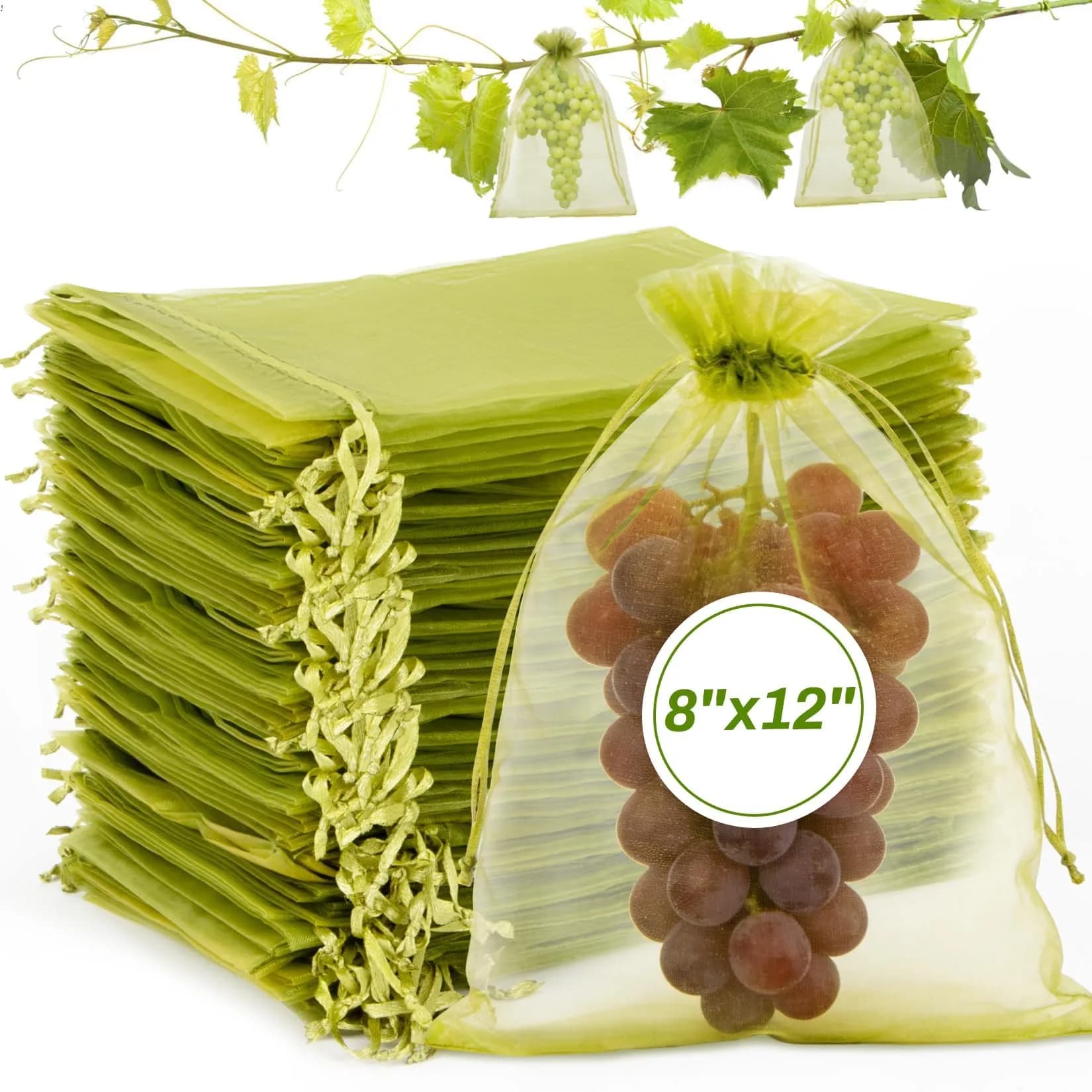 Sukh Fruit Protection Bags 8"x12" | Reusable Mesh Organza Bags for Fruits & Vegetables
