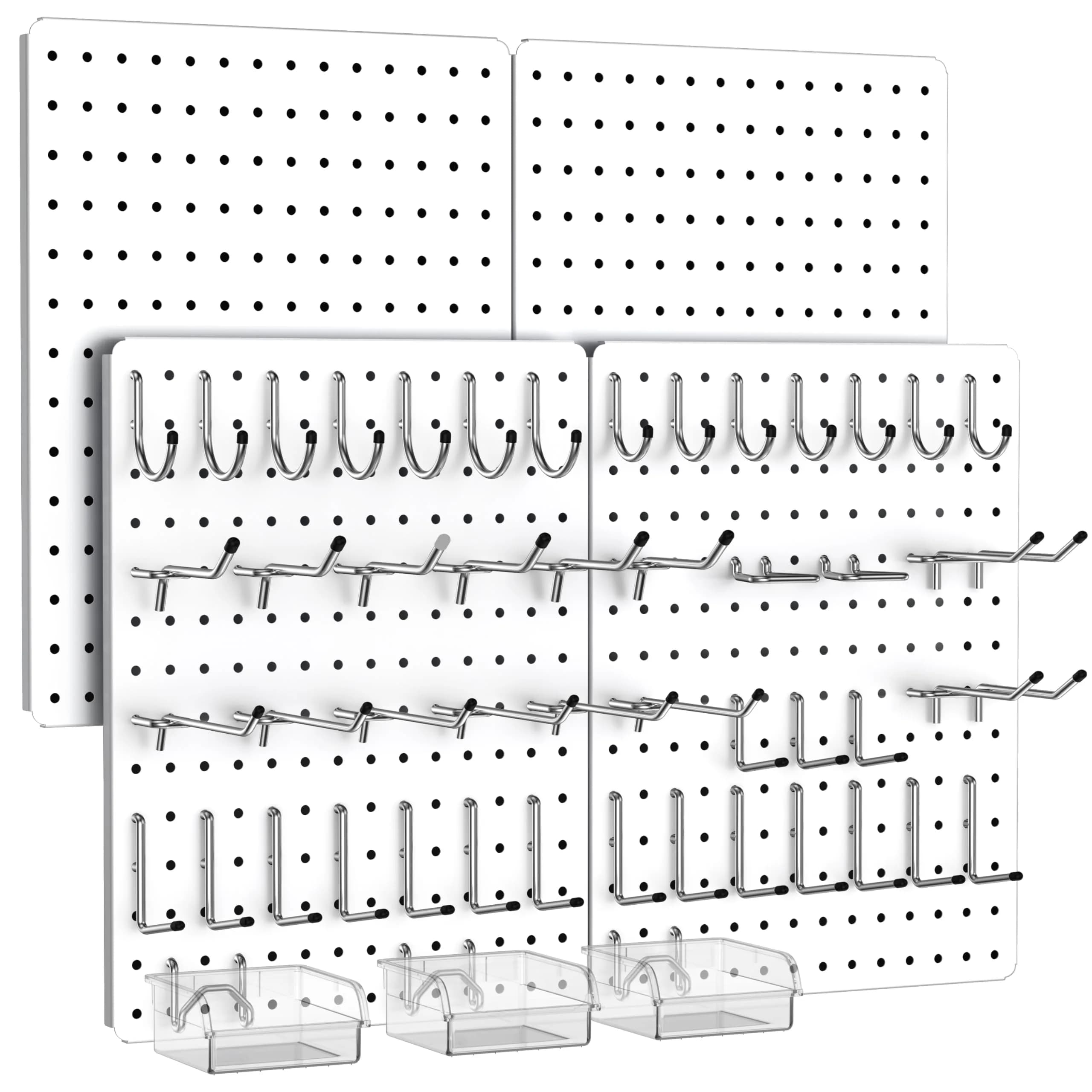 Hogurity Peg Board 4 Pack White Heavy Duty Metal Wall Panels | 12"×16" for Home & Garage - main product image