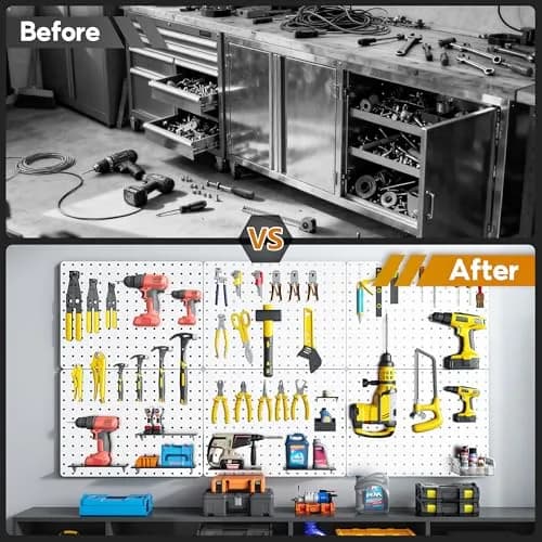 Hogurity Peg Board 112pcs Metal Organizer 16'' x 12'' White Wall Panel for Craft & Garage thumbnail 5