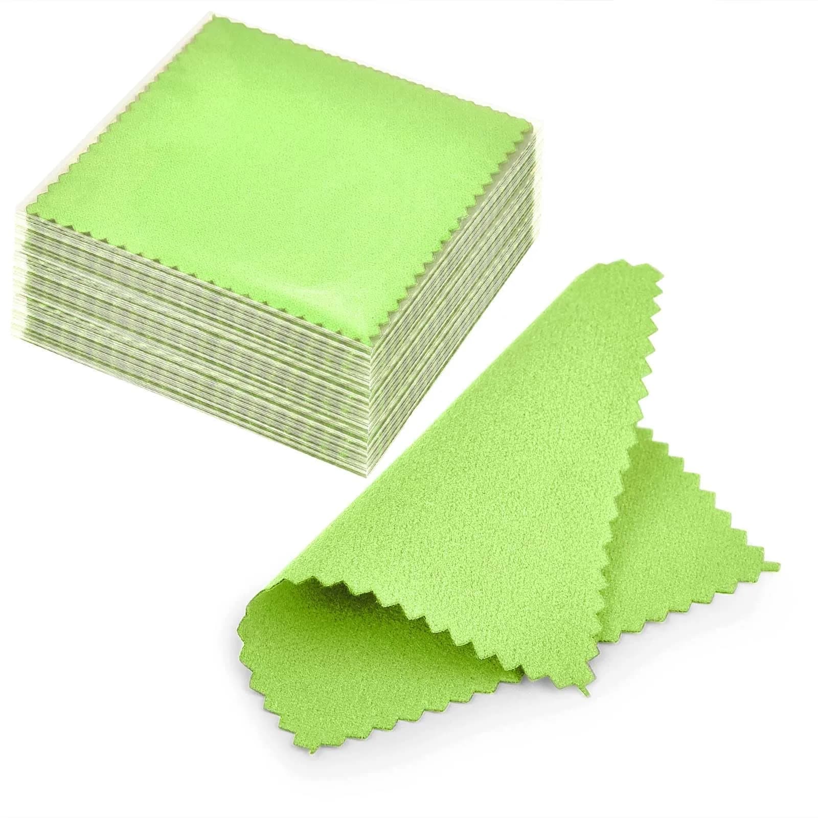 SEVENWELL Green Jewelry Cleaning Cloth 8cm x 8cm | Polishes Sterling Silver, Gold, Platinum