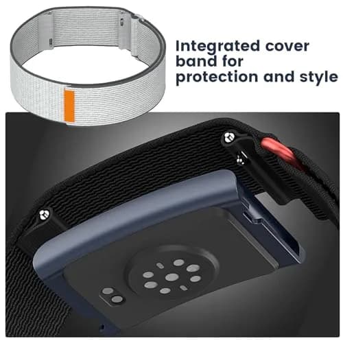 BlikWyt Nylon Loop Compatible with Amazfit Helio Strap, Breathable Soft Sport Hook and Loop Wristband (White) | Overlay Covered Design (22mm, One Size) thumbnail 4