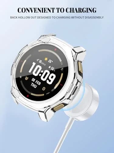 FJIASTB Clear Screen Protector Case for Amazfit T-Rex 3 Pro 44mm | 2-Pack, Tempered Glass & PC thumbnail 5