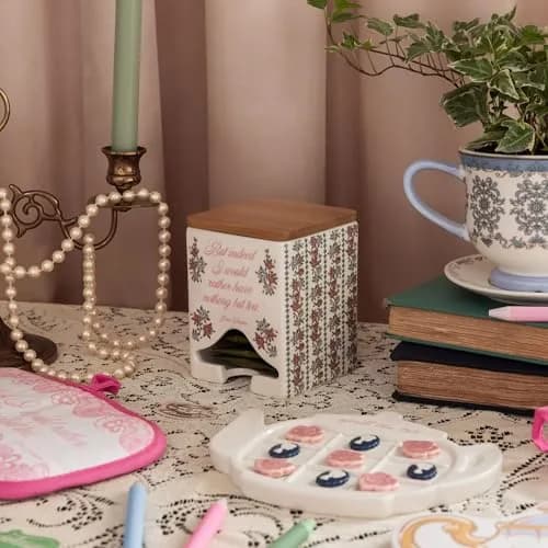 Steel Mill & Co Ceramic Tea Bag Dispenser, Jane Austen Quote | Elegant Kitchen Organizer for Tea Bags thumbnail 5