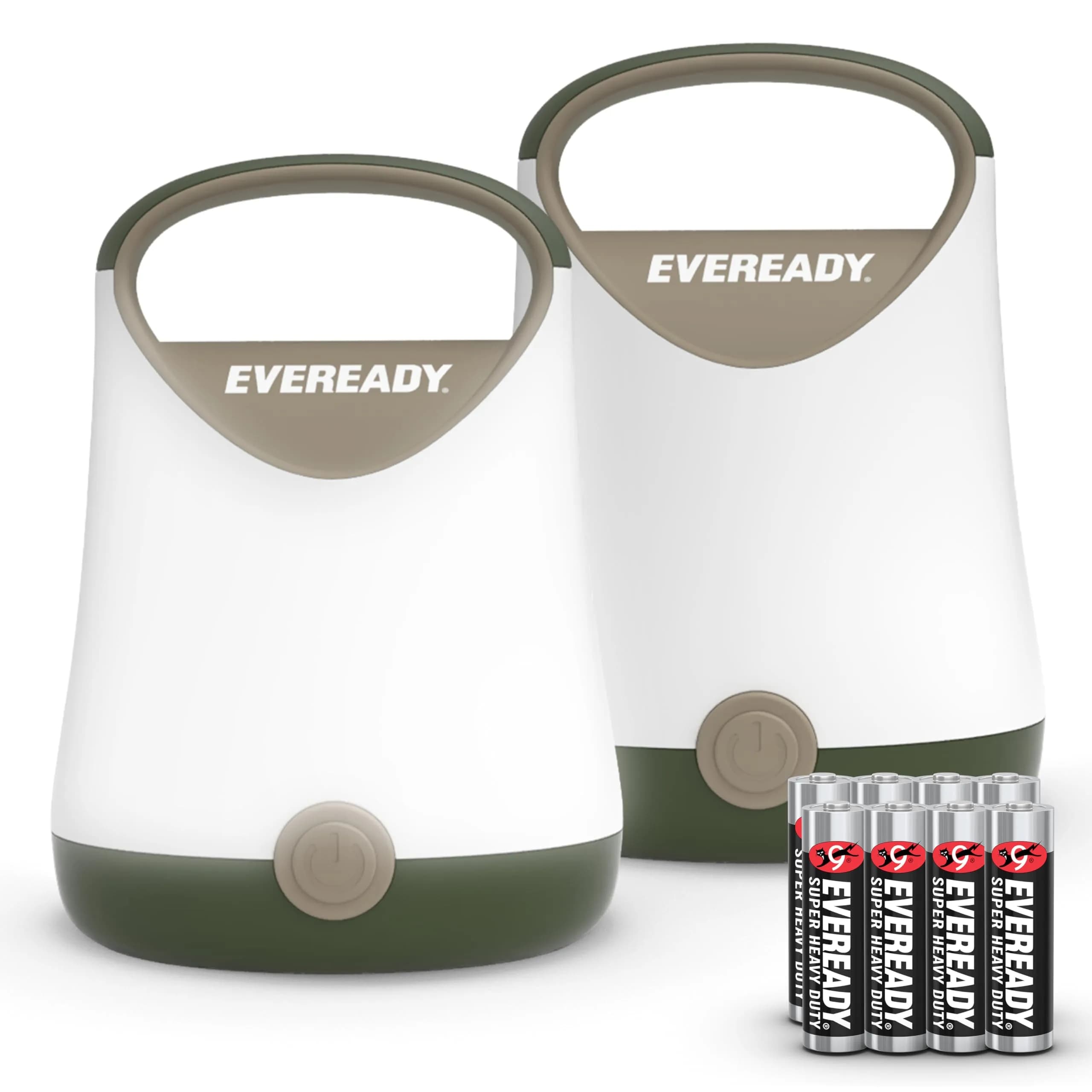 Eveready LED Camping Lantern X-250 (2-Pack, Black) | 250 Lumens, 100-Hour Runtime, Water Resistant — Green/Tan
