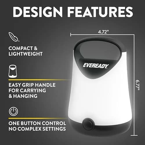 Eveready LED Camping Lantern X-250 (2-Pack, Black) | 250 Lumens, 100-Hour Runtime, Water Resistant thumbnail 3