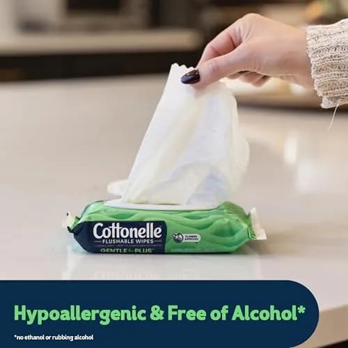 Cottonelle GentlePlus Flushable Wipes 672 Count (16 Packs, 42 Wipes per Pack) | Septic-Safe & Gentle for All Skin Types thumbnail 4
