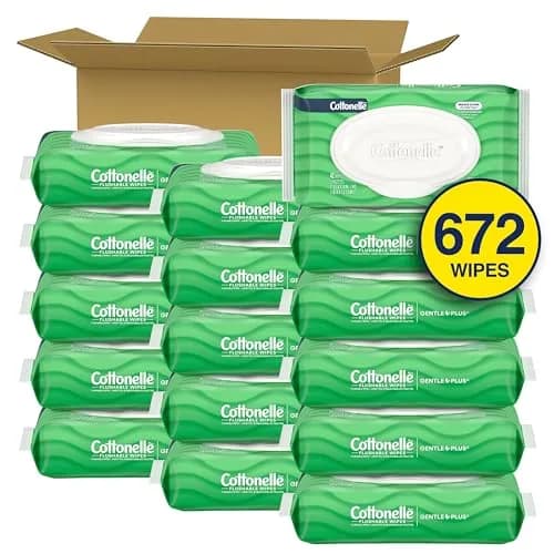Cottonelle GentlePlus Flushable Wipes 672 Count (16 Packs, 42 Wipes per Pack) | Septic-Safe & Gentle for All Skin Types thumbnail 2