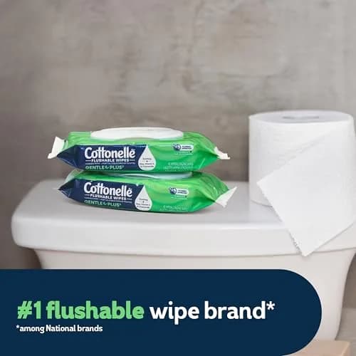 Cottonelle GentlePlus Flushable Wipes 672 Count (16 Packs, 42 Wipes per Pack) | Septic-Safe & Gentle for All Skin Types thumbnail 3