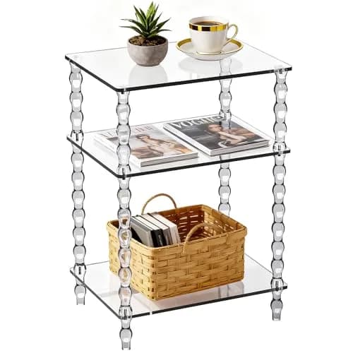 solaround Acrylic Side Table, Clear End Tables, with Sculptural Beaded Legs, 11.8'' | Modern, Stable & Space-Saving thumbnail 1