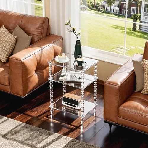 solaround Acrylic Side Table, Clear End Tables, with Sculptural Beaded Legs, 11.8'' | Modern, Stable & Space-Saving thumbnail 4