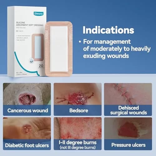 Dimora Silicone Super Absorbent Wound Dressing 4" x 8" (10cm x 20cm) | Medical Grade thumbnail 3