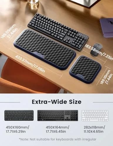 Vaydeer Extra Large Wide Wrist Rest Set for Keyboard and Mouse | Ergonomic Memory Foam Support for Office & Gaming thumbnail 3