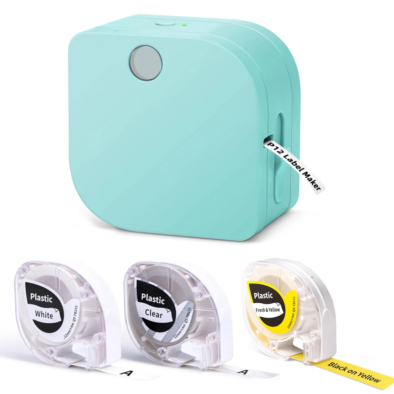 Phomemo Label Maker Machine with 3 Tapes | Compact Bluetooth Printer for Home & School — Green / 1 Printer with 3 Tape