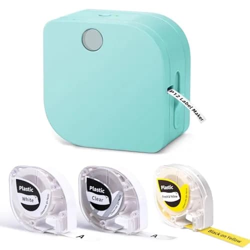 Phomemo P12 Bluetooth Label Maker Machine with 3 Tapes (Green) | Dual Printing Technology thumbnail 1