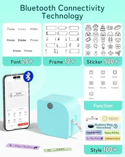 Phomemo P12 Bluetooth Label Maker Machine with 3 Tapes (Green) | Dual Printing Technology thumbnail 8