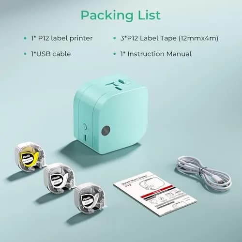 Phomemo P12 Bluetooth Label Maker Machine with 3 Tapes (Green) | Dual Printing Technology thumbnail 9