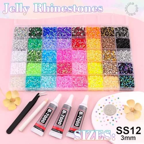 BELLEBOOST 50000Pcs 40 Colors Jelly Rhinestones | 3mm Multicolor Resin Flatback Gems for Nail Art & Crafts thumbnail 2