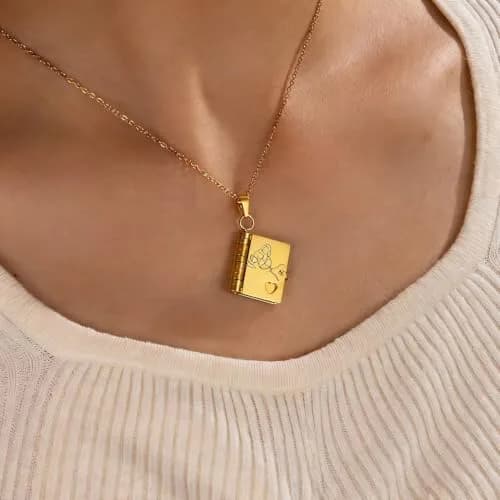 Roe Dolph Book Necklace Gift Moon Star Pendant Necklace for Women | Grandma Keepsake thumbnail 2