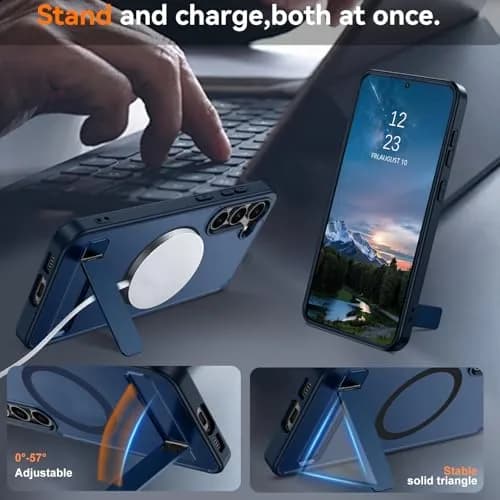 Telaso Magnetic Case for Samsung Galaxy S23 6.1 inches | Blue, Compatible with MagSafe & Kickstand thumbnail 4