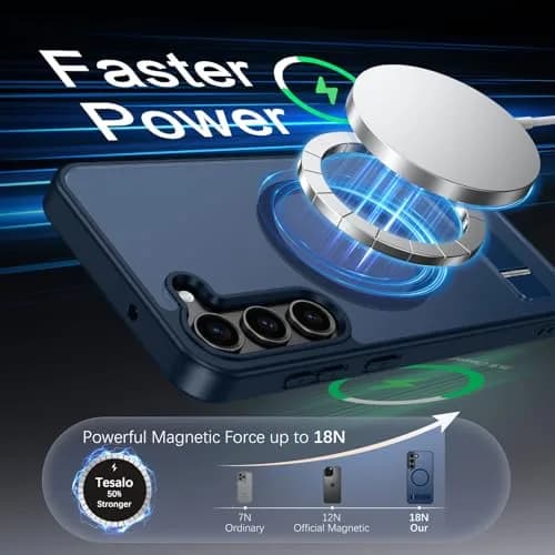 Telaso Magnetic Case for Samsung Galaxy S23 6.1 inches | Blue, Compatible with MagSafe & Kickstand thumbnail 2