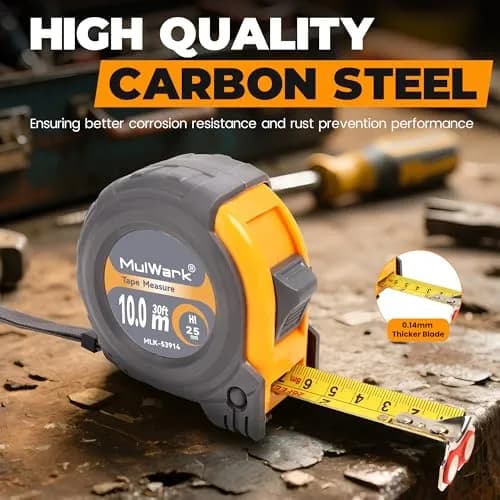 MulWark 30ft (9.14m) Retractable Metal Tape Measure | Professional Grade with Magnetic Hook & Dual Markings thumbnail 3