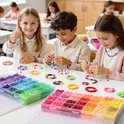 Simetufy 10000Pcs Pony Beads Bulk 6x9mm | 56 Colors, 2.27kg (5.74lb) Barrel Plastic Kandi Beads Kit for Crafts Bracelet Making thumbnail 2