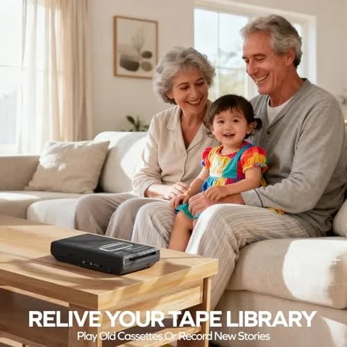 Coby Portable Cassette Player & Recorder with Headphones, Built-in Mic, One-Touch Recording, Black | 25.9cm (10.2in) Wide thumbnail 8