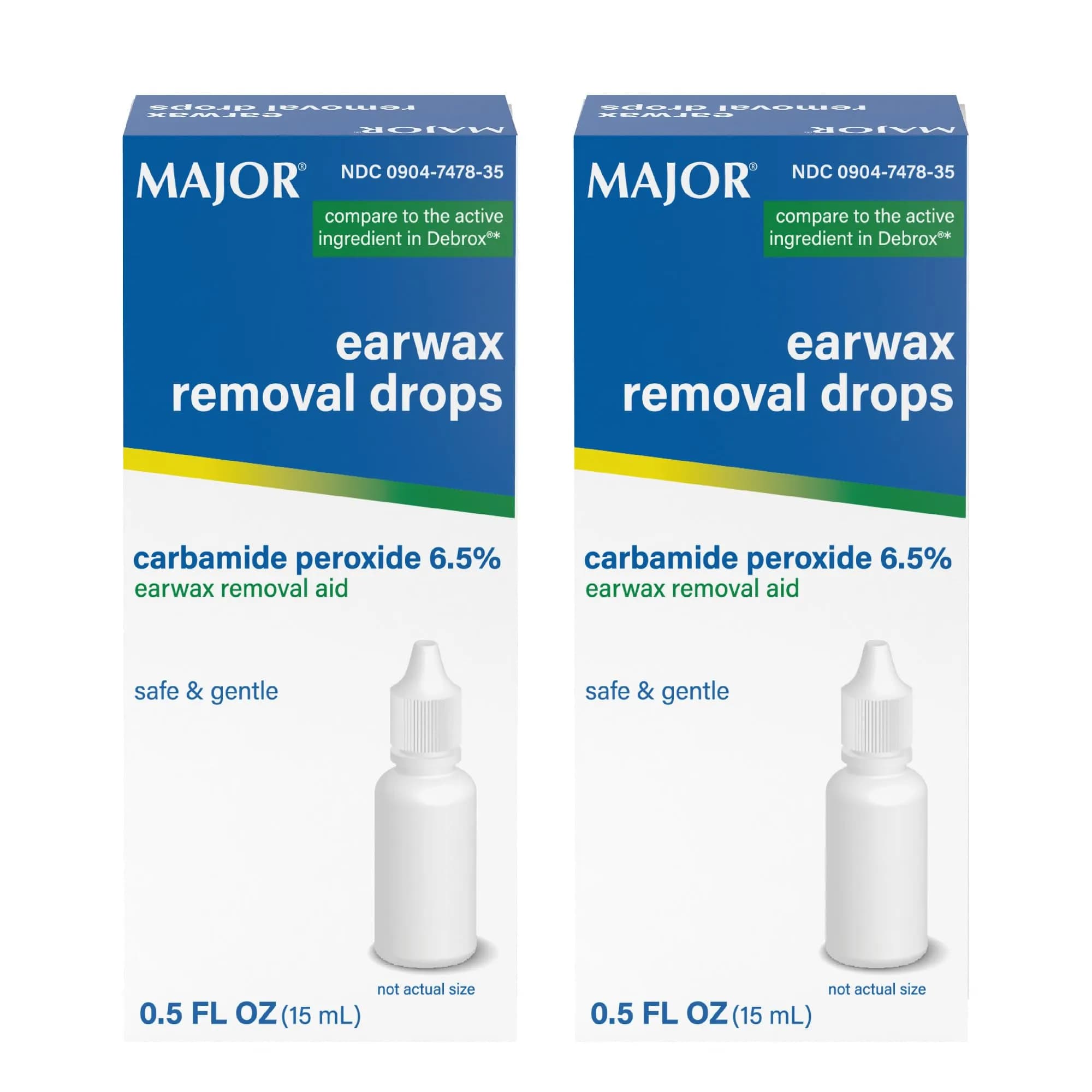 MAJOR Earwax Removal Drops with 6.5% Carbamide Peroxide | Gentle Earwax Softening Aid for Adults & Teens — White