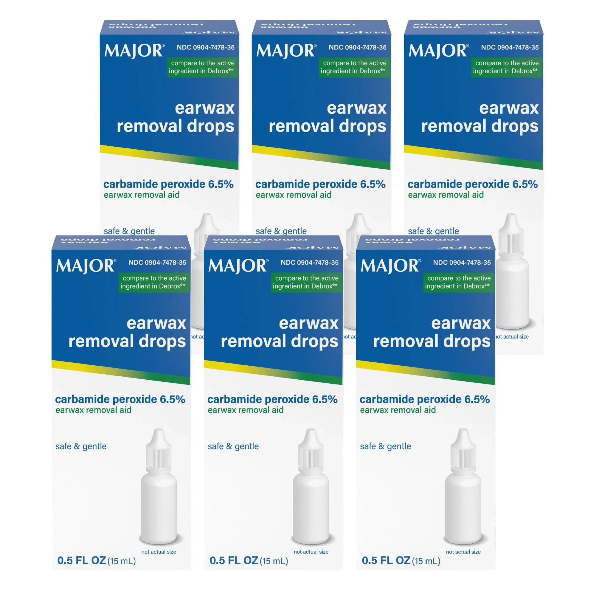 MAJOR Earwax Removal Drops with 6.5% Carbamide Peroxide | Gentle Earwax Softening Aid for Adults & Teens — 0.5 Fl Oz