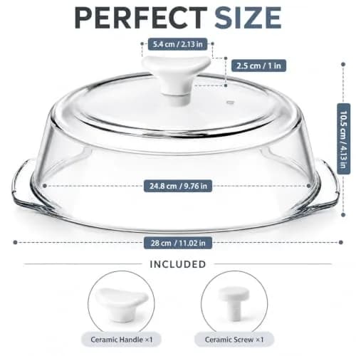ACEPRUT New Upgrade Glass Microwave Splatter Cover with Ceramic Handle & Screw | Heat-Resistant BPA-Free Kitchen Accessory thumbnail 4