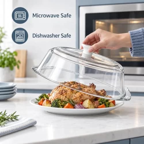 ACEPRUT New Upgrade Glass Microwave Splatter Cover with Ceramic Handle & Screw | Heat-Resistant BPA-Free Kitchen Accessory thumbnail 5