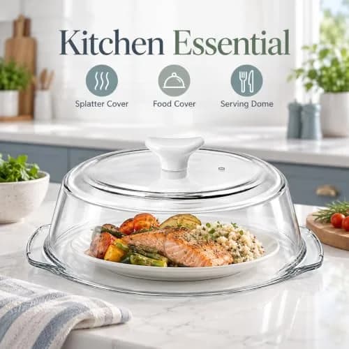 ACEPRUT New Upgrade Glass Microwave Splatter Cover with Ceramic Handle & Screw | Heat-Resistant BPA-Free Kitchen Accessory thumbnail 7