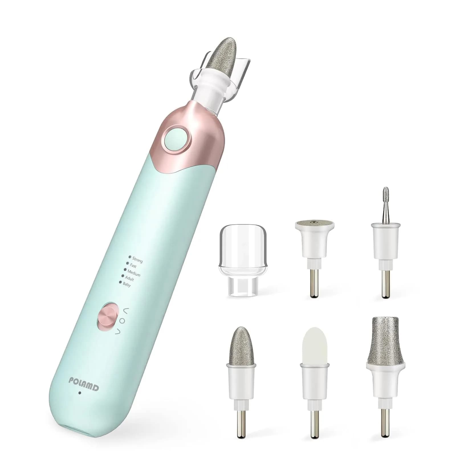POLAMD Professional Electric Nail Drill Machine White | 5 Speeds Cordless Hand Foot Care Tool — Blue