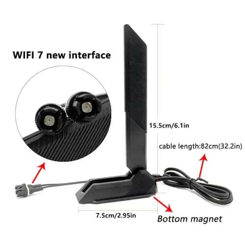 Zahara Tri Band WiFi 7 Antenna with Magnetic Base | 9dBi Gain, 32.2 Inch Cables, 2.4/5.8/6GHz thumbnail 4