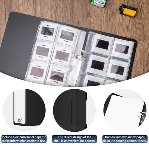 JJC Archival 35mm Slide Film Mounts Storage Album Case Organizer for 96 Slides | Protects from Light and Dust thumbnail 4